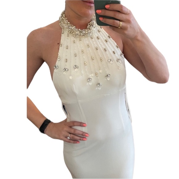 Jovani White Gown with Sequins - Picture 2 of 4